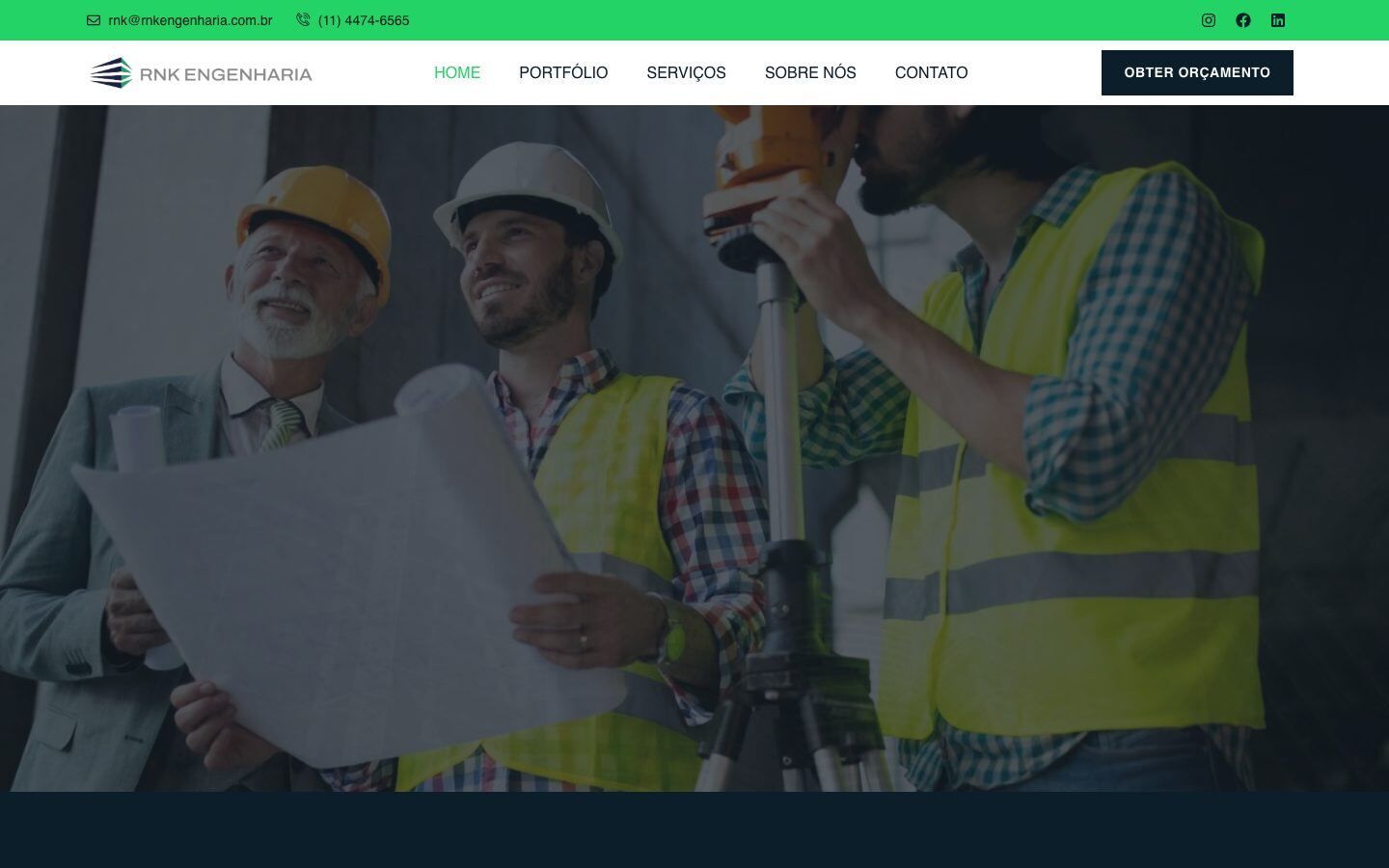 RNK Engenharia: Site institucional para engenharia